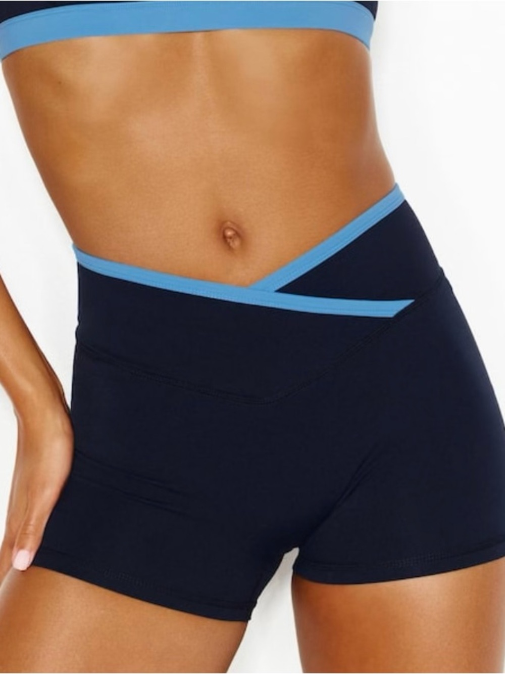 Garage Navy Bike Shorts with Light Blue Trim